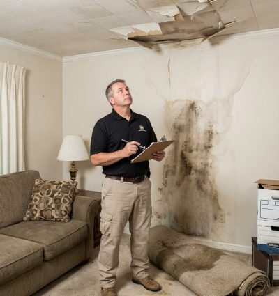 Inspector-Assesing-water-damage-tinton-falls-central-jersey-mitigation4